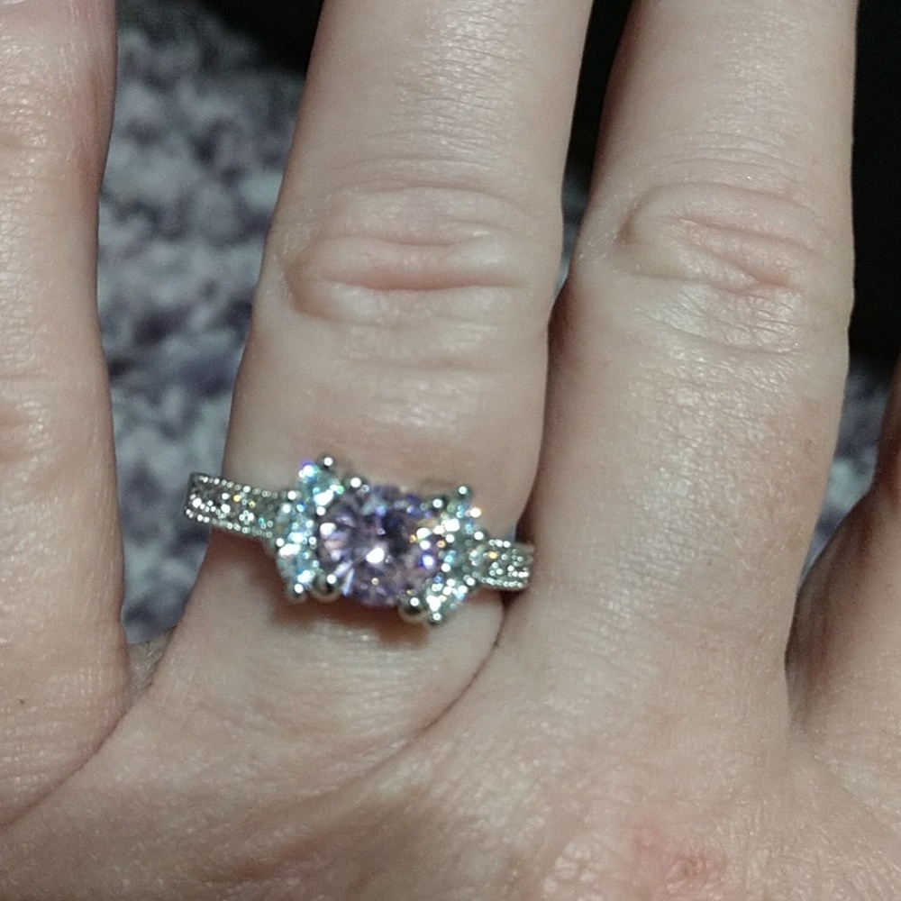 Sparkly pink clear cz ring